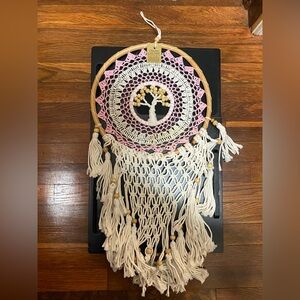 Pink and Cream Dreamcatcher with Tree Design